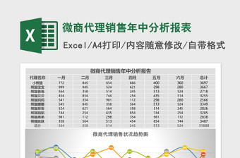 微商代理销售年中分析报表Excel模板