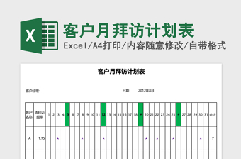 客户月拜访计划表excel模板