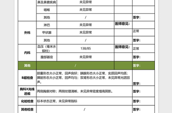 学校医院体检表格模板