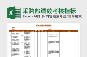 采购部绩效考核指标