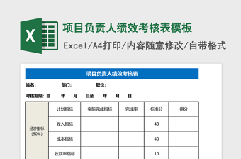項(xiàng)目負(fù)責(zé)人績(jī)效考核表模板Excel表格