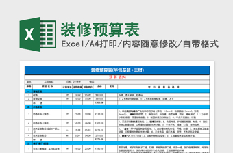 裝修預(yù)算表excel模板