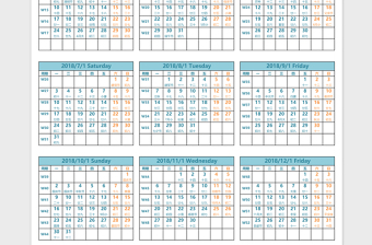 2018年日歷(含陰歷帶周數(shù))