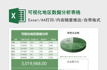 可视化数据分析Execl模板免费下载