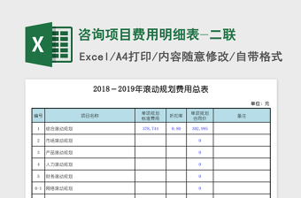 咨询项目费用明细表-二联Excel模板
