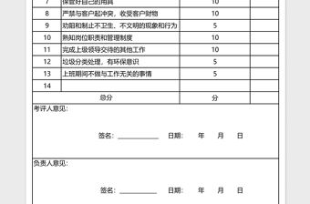 保潔員工作績效考核表Excel表格