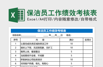 保潔員工作績效考核表Excel表格