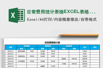 日常費(fèi)用統(tǒng)計(jì)表格EXCEL表格模板