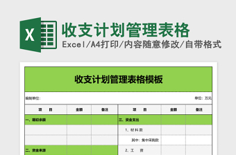 收支计划管理表格Excel模板