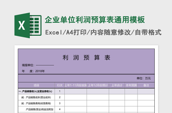 企業(yè)單位利潤預算表通用模板