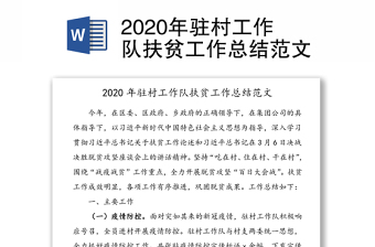 2021年访惠聚驻村工作队工