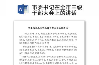 市委書記在全市三級干部大會上的講話