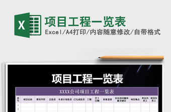 2021年項目工程一覽表
