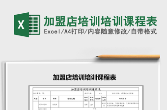2021年加盟店培訓(xùn)培訓(xùn)課程表