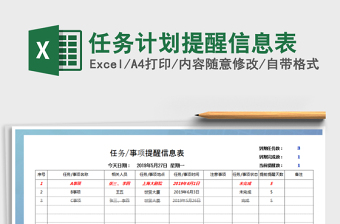 2021年任務計劃提醒信息表