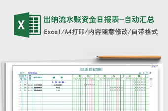 2021年出納流水賬資金日?qǐng)?bào)表-自動(dòng)匯總免費(fèi)下載