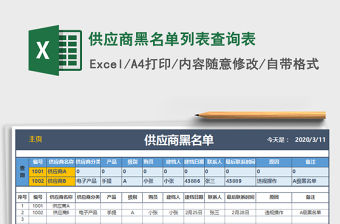 2021年供應商黑名單列表查詢表