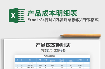 2021年產(chǎn)品成本明細(xì)表