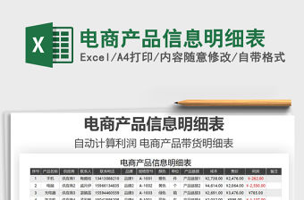 2021年電商產品信息明細表
