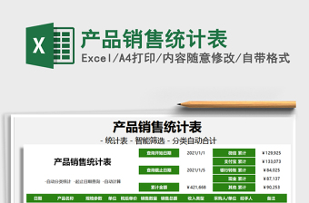 2021年產(chǎn)品銷售統(tǒng)計表免費下載