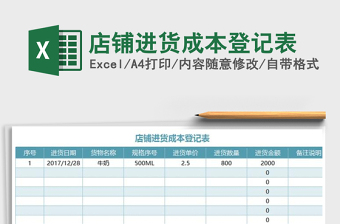 2021年店鋪進(jìn)貨成本登記表