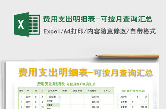 2021年費用支出明細表-可按月查詢匯總