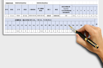 2021年实习生出勤登记表