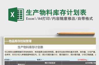 2021年生產(chǎn)物料庫存計劃表