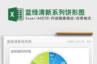 2021年藍綠清新系列餅形圖