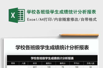 2021年學校各班級學生成績統(tǒng)計分析報表