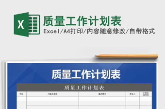 2021年質量工作計劃表