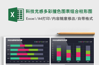 2021年科技光感多彩撞色图表组合柱形图