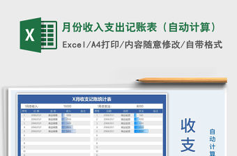 2021年月份收入支出記賬表（自動計算）
