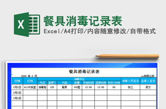 2021年餐具消毒記錄表