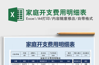 2021年家庭開支費用明細表