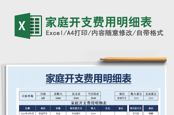 2021年家庭開支費(fèi)用明細(xì)表