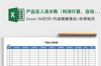 2021年產(chǎn)品出入流水賬（利潤計算，自動計算）