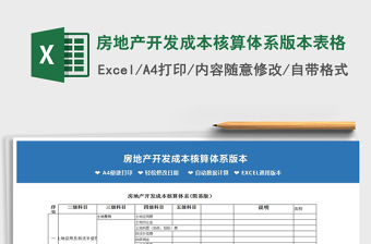 2021年房地產(chǎn)開發(fā)成本核算體系版本表格