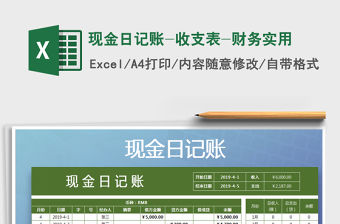 2021年現金日記賬-收支表-財務實用