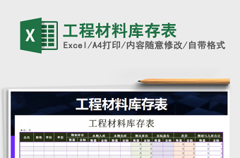 2021年工程材料庫存表