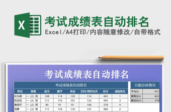 2022中小学全年级考试成绩表（排名+分数段统计）