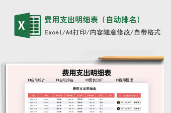 2021年費(fèi)用支出明細(xì)表（自動排名）