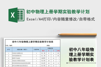 2021年初中物理上冊學期實驗教學計劃