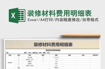 2021年裝修材料費用明細表