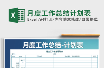 2021年月度工作總結(jié)計劃表