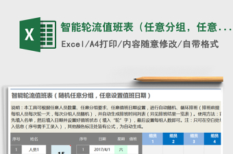 2021年智能輪流值班表（任意分組，任意設(shè)值班，每日一班）