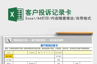 2021年客戶投訴記錄卡