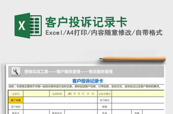 2021年客戶投訴記錄卡