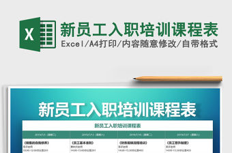 2021年新員工入職培訓課程表