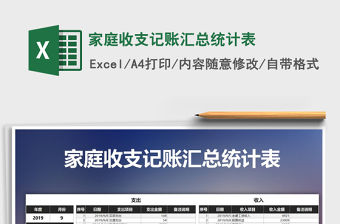 2021年家庭收支記賬匯總統計表免費下載